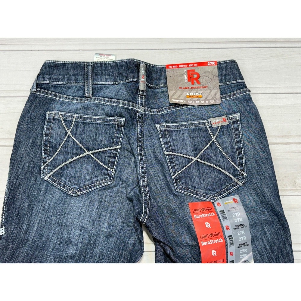 Ariat Ella FR Jeans Women 27R Blue Flame Resistant DuraLight Bootcut 10026006